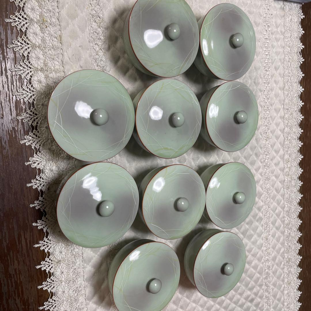 有田焼福幸窯湯呑み茶碗　菓子皿付き茶托 10客分セット