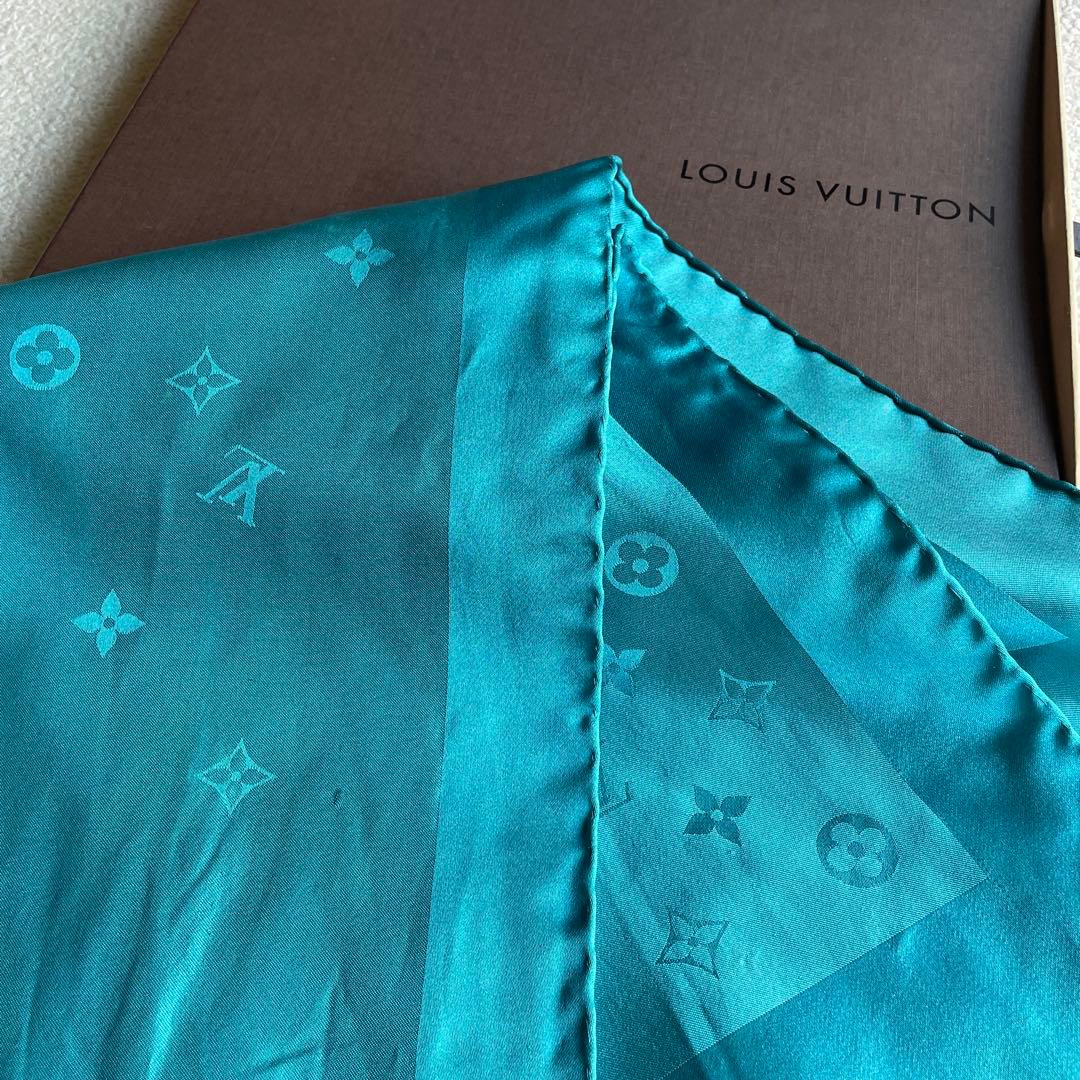 LOUIS VUITTON シルク ストール スカーフ　ターコイズ