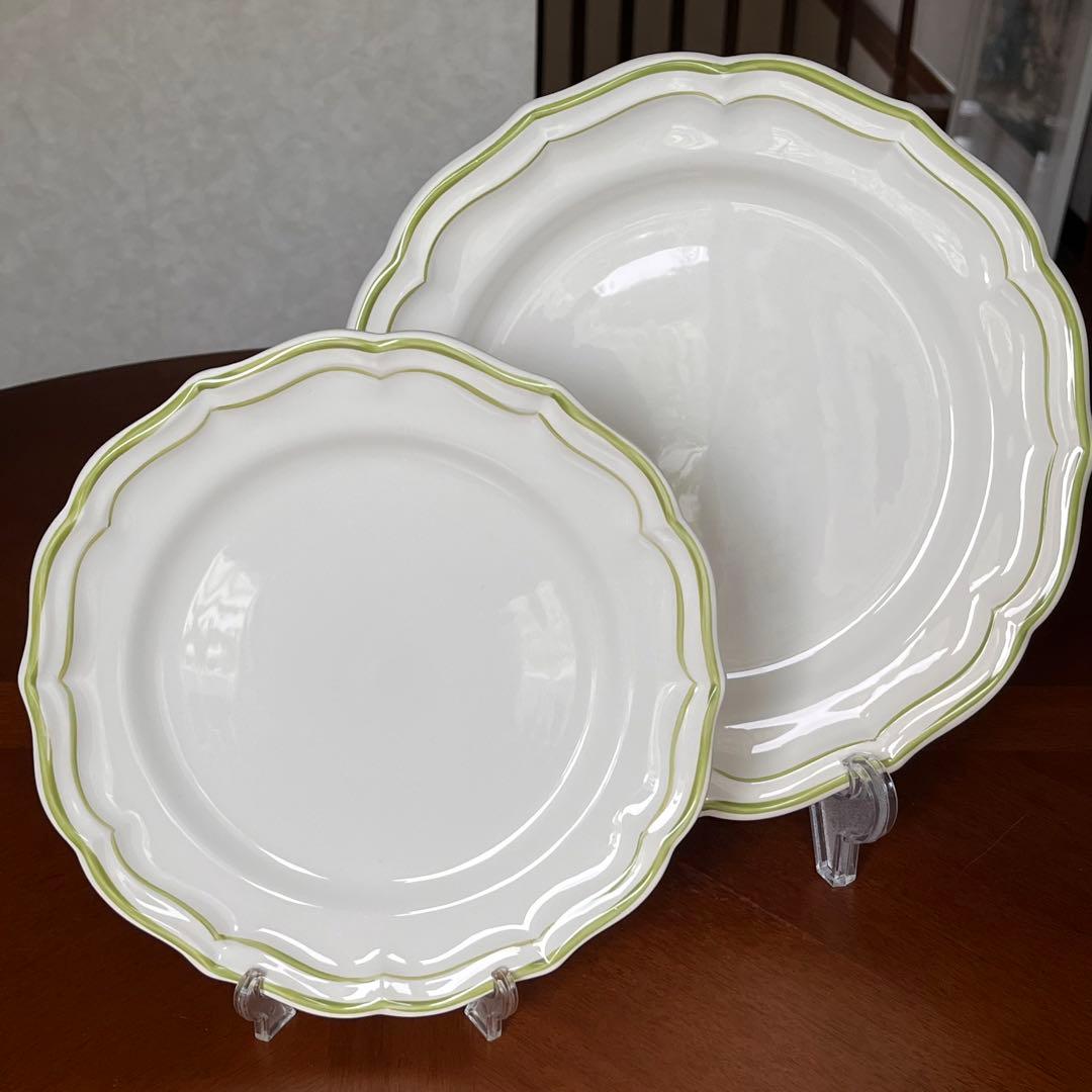 【美品】ジアン★Filets Verts★プレート　2枚（貫入なし）