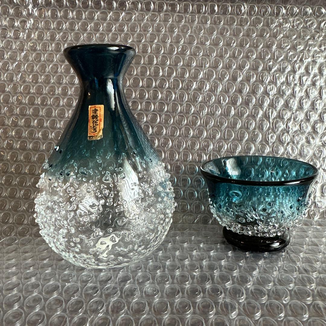 津軽びいどろ 八甲田ザラメ雪 カメイガラス　酒器　旧型　極美品