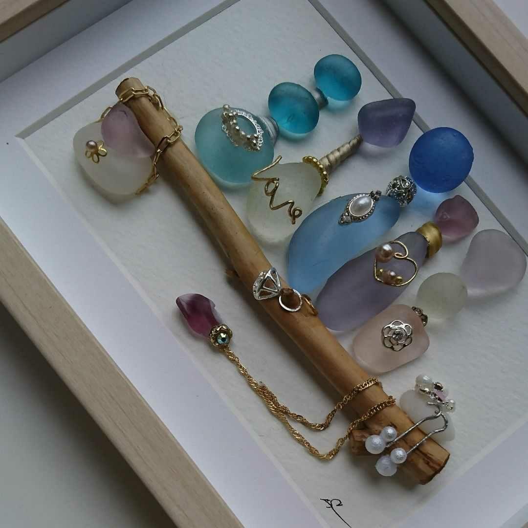 シーグラスアート<魅惑の香水瓶♪No.2>大レア 一点物 幸運幸福