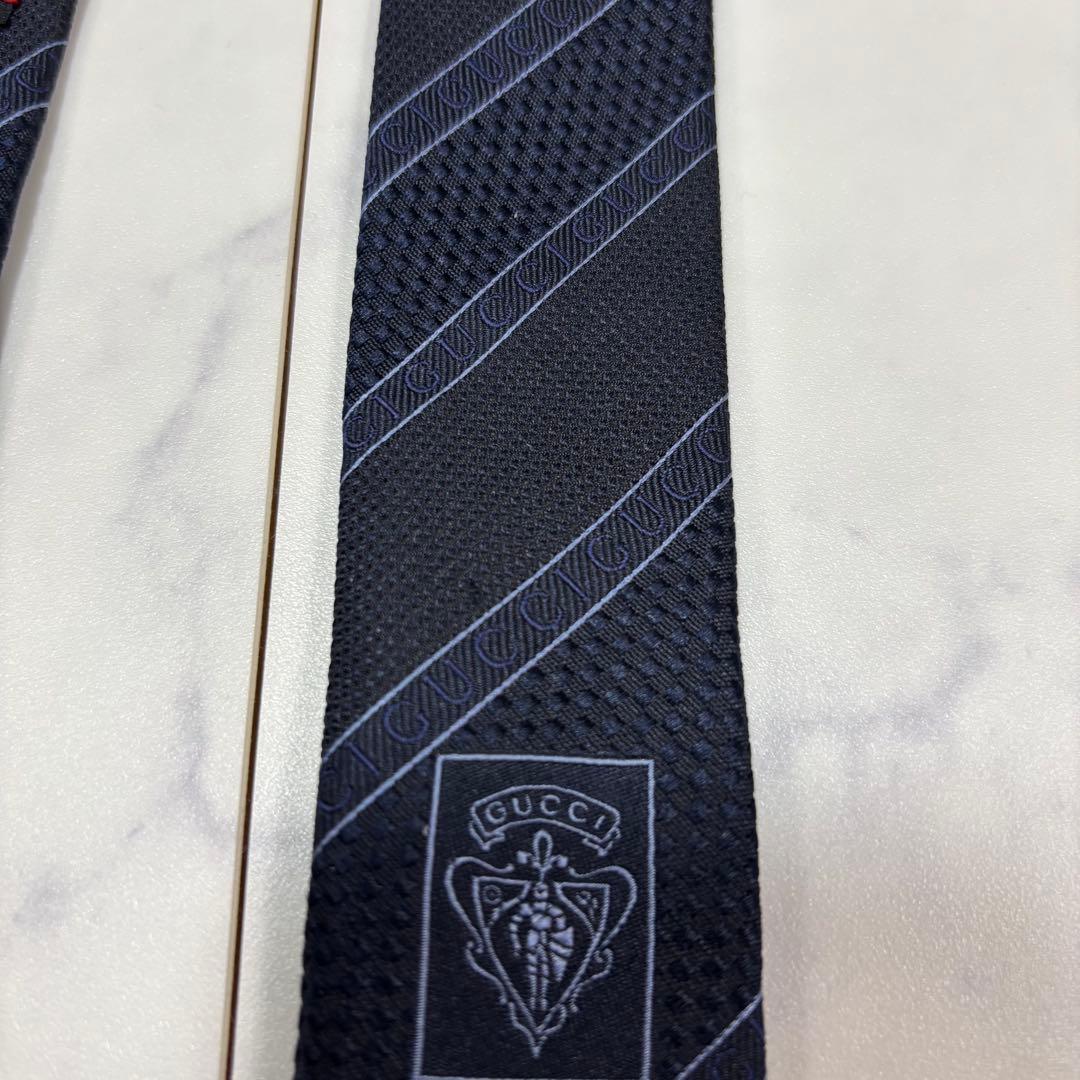 GUCCI グッチ ネクタイ ストライプ シャドーグッチ 現行タグ