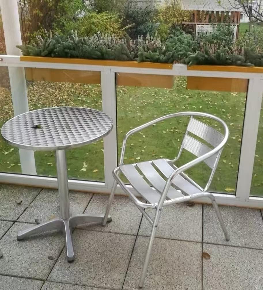 ステンレス円形テーブル アームチェア訳あり品写真をご確認TBL07-70-01