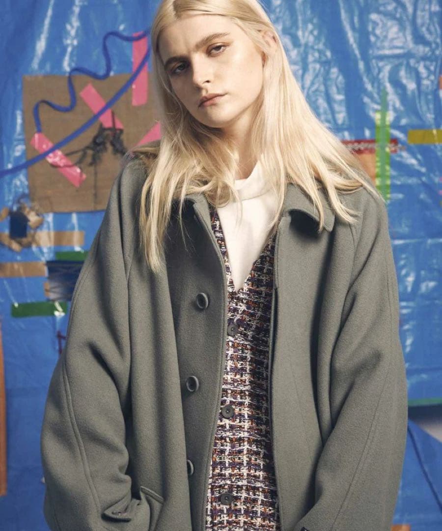 メゾンスペシャル　SUPER140Sウールプライムオーバーステンカラーコート