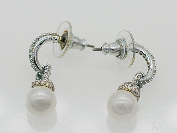 スワロフスキー Swarovski ピアス パヴェクリスタル パール調シルバー系