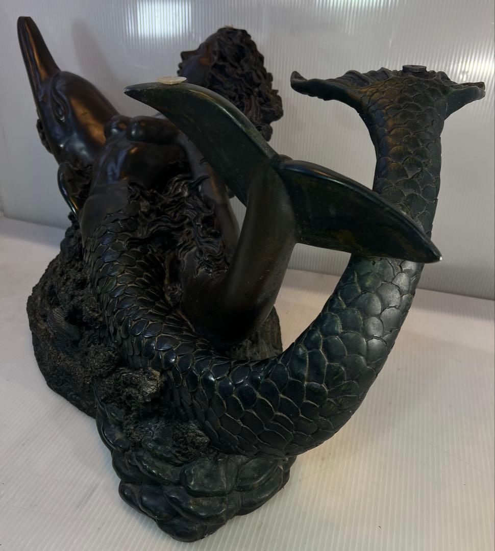 ヴィンテージ マーメイド コーヒーテーブル ガラストップ ブロンズ1980 年代