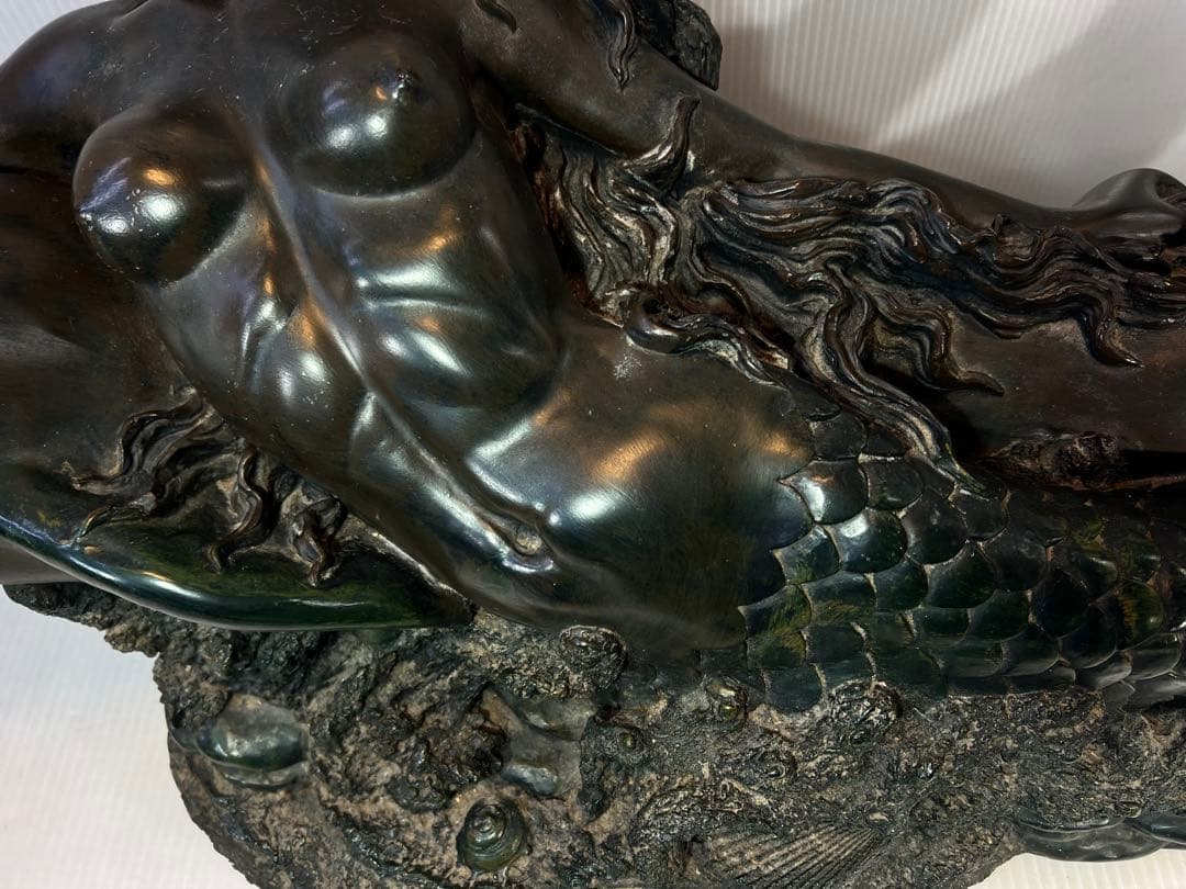 ヴィンテージ マーメイド コーヒーテーブル ガラストップ ブロンズ1980 年代