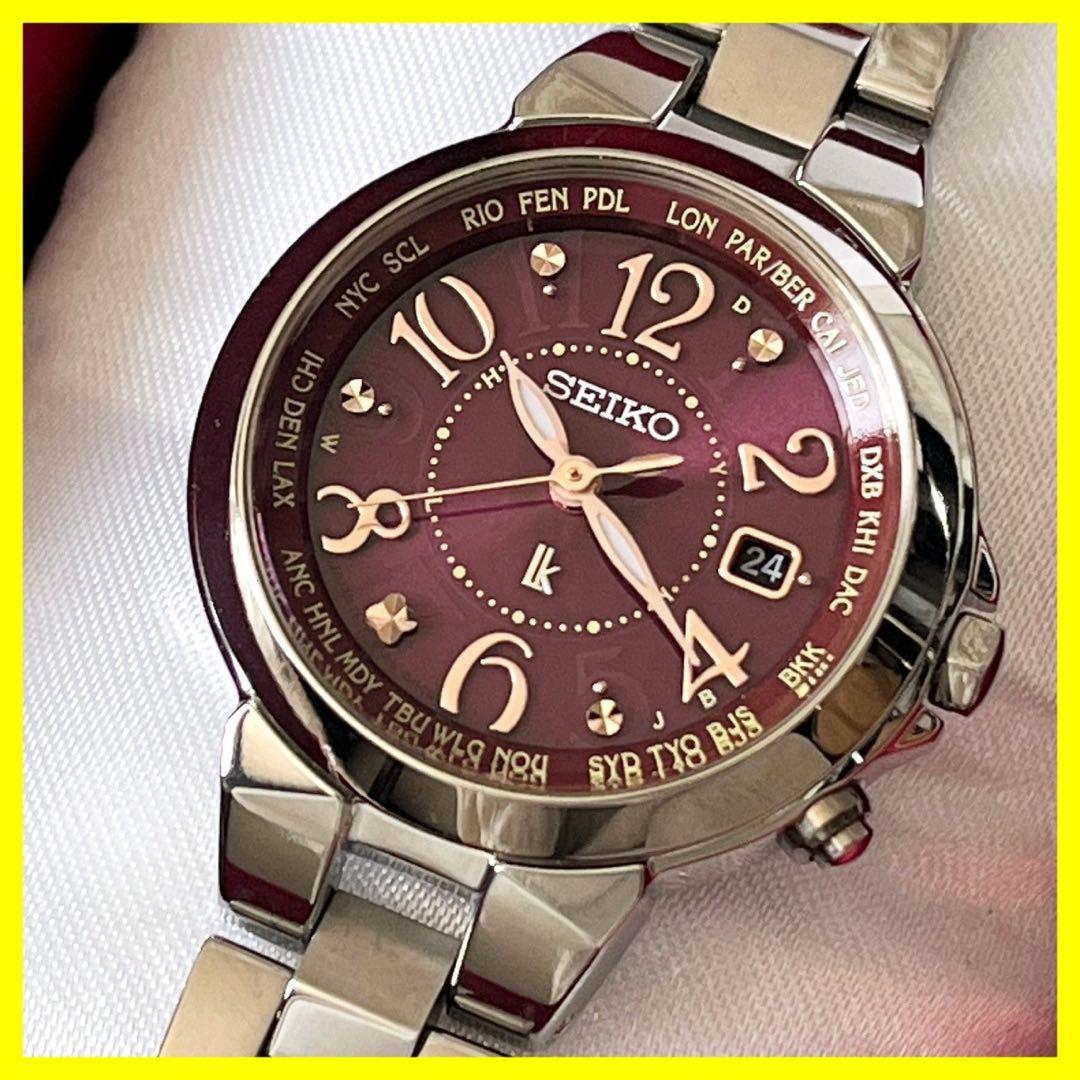 SEIKO セイコー　腕時計　ルキア ソーラークォーツ　レッド文字盤