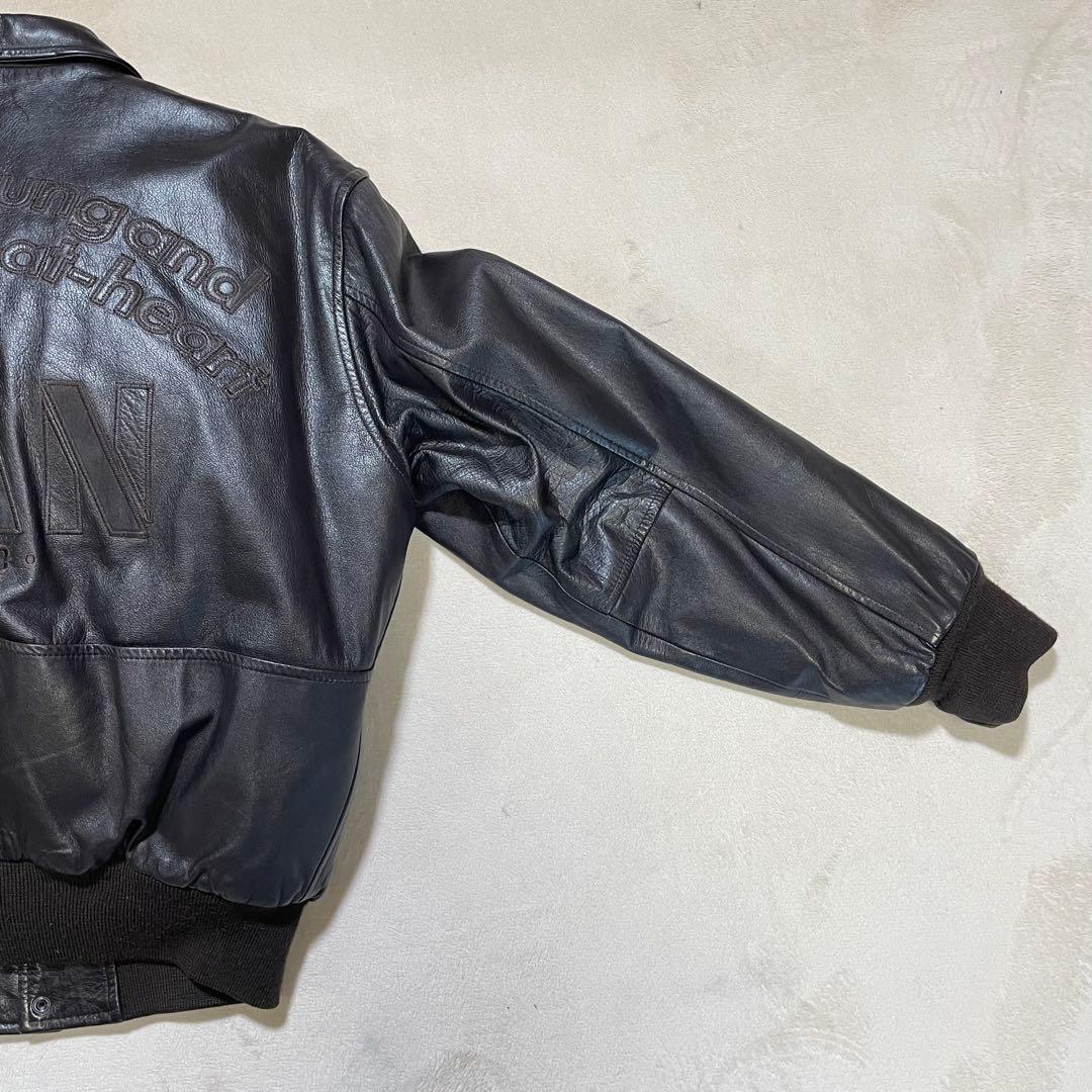 【美品】vintage VAN JAC 本革 レザージャケット アーチロゴ　刺繍