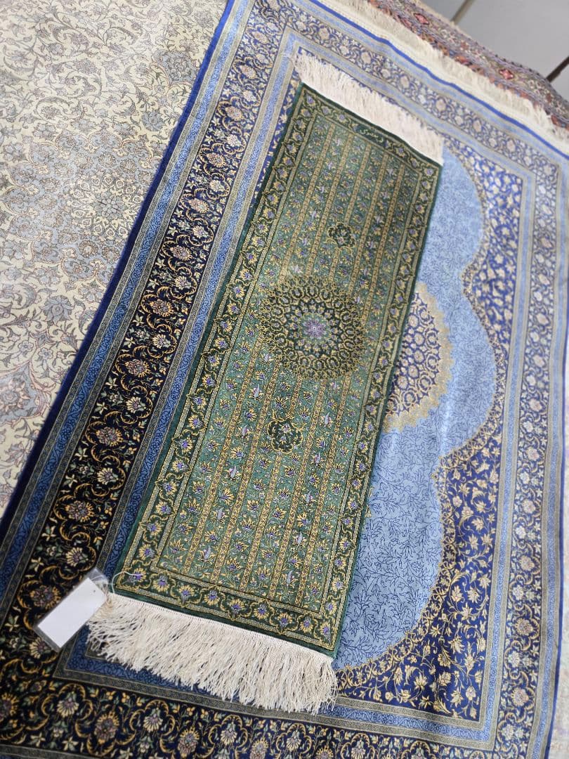 ペルシャ絨毯有名なマスミ工房ライナー綺麗ないる本物保証100×35cm