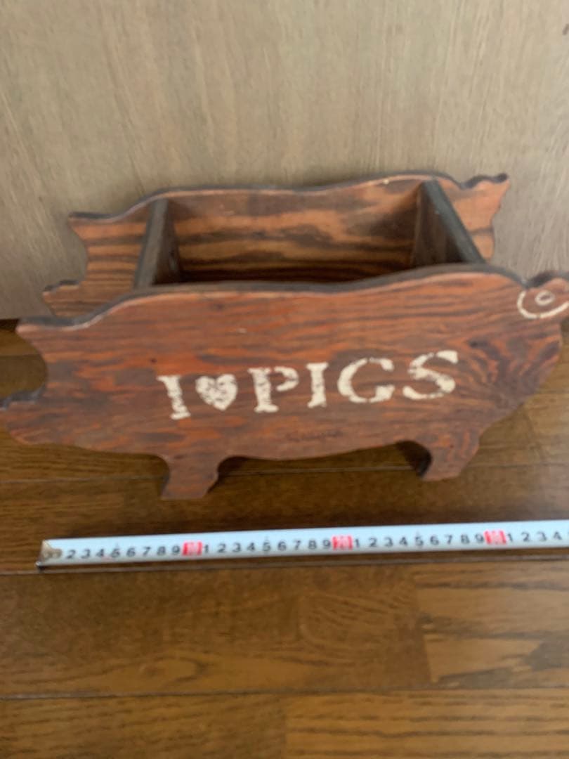 アンファン　ブタ　ぶた　豚　カントリー　木製　小物入れ　インテリアにも♪