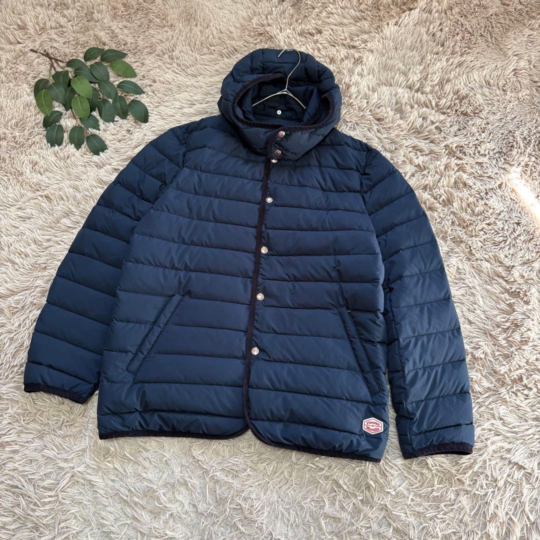 7074✾バンソンエミレイユ✾ダウンコート【42】ネイビー/フード取外可