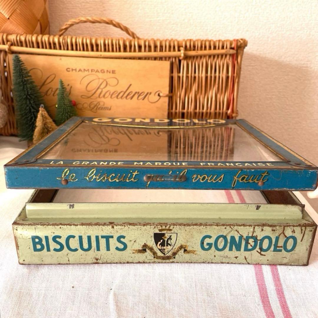 フランスヴィンテージ ゴンドーロ ディスプレイ ケース 蓋　ビスケット