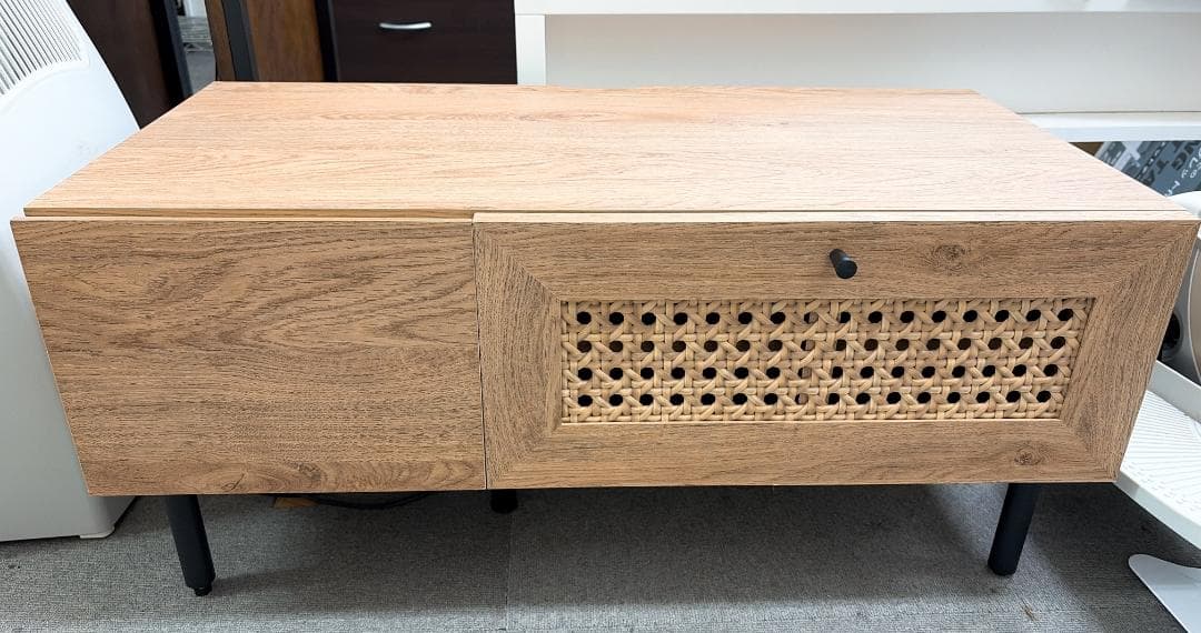 大阪京都限定 極美品 LOWYA ロウヤ ラタン調 木製テレビボード 机TV台