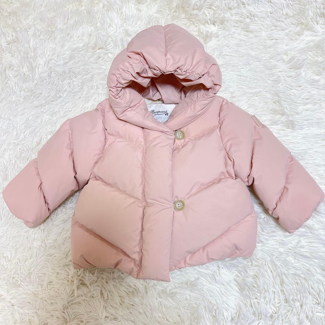 ボンポワン　ピンク　ダウンコート　18m フード付き　冬　80 ダウンジャケット