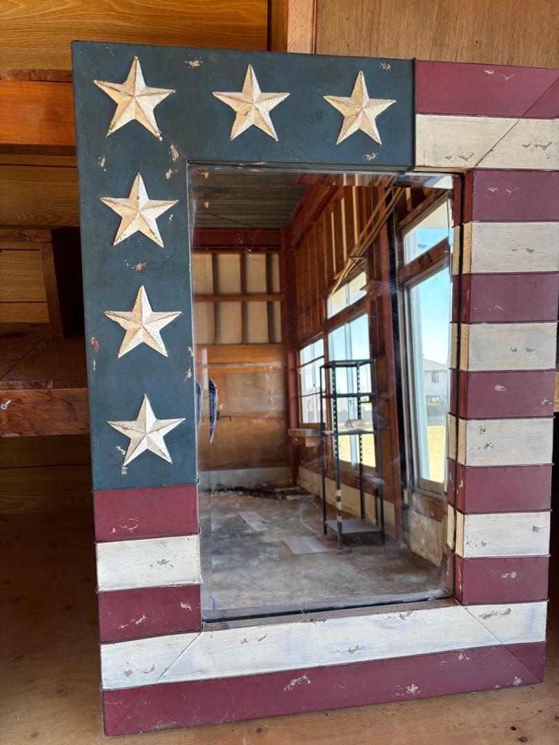 アメリカ国旗デザイン 壁掛け鏡 約85cm×60cm