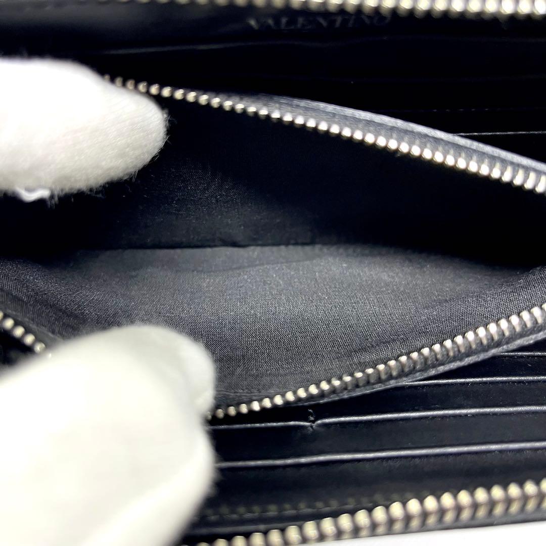 付属品完備/現行✨ヴァレンティノ 長財布 ラウンドファスナー ブラック レザー