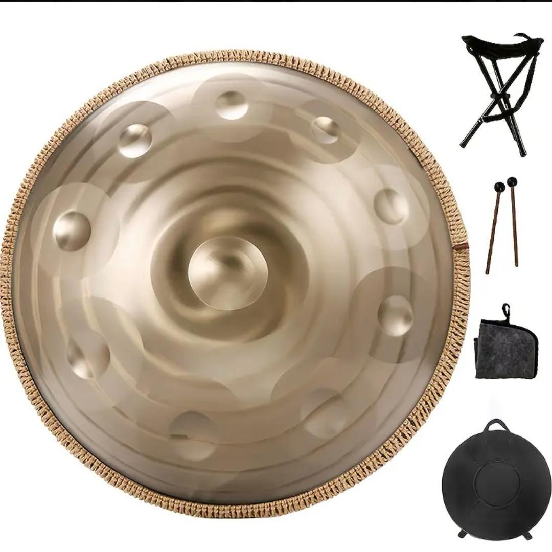 ハンドパン Dマイナー 10音 432Hz ゴールド