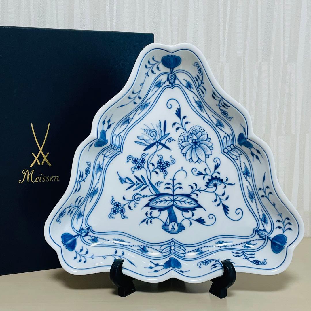 未使用 Meissen マイセン ブルーオニオン トライアングル プレート 三角