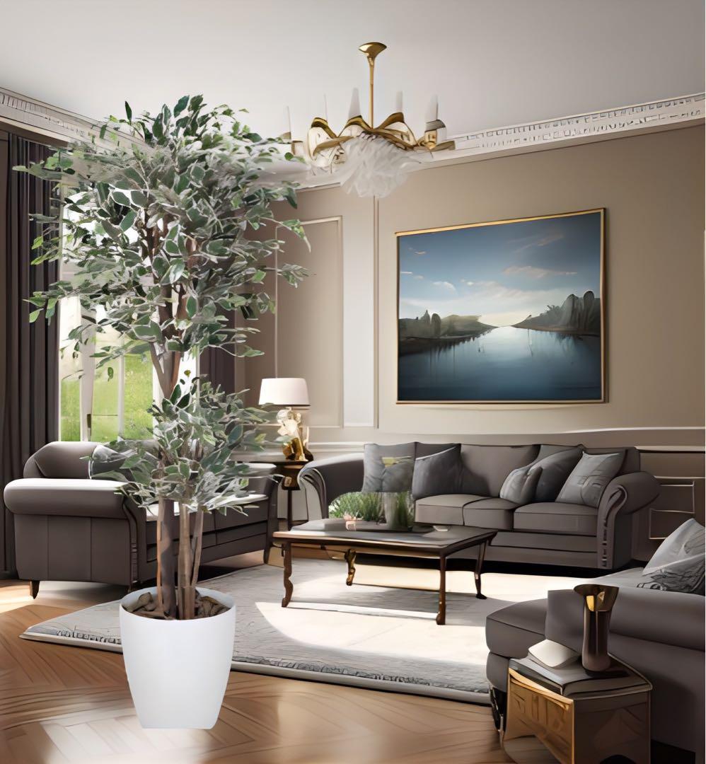 光触媒　人工観葉植物　フェイクグリーン　トロピカルベンジャミン斑入リ 1.6m