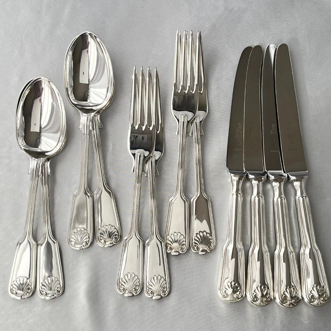 【英国】シェルのデザートセット 4名用12本組 A1プレート