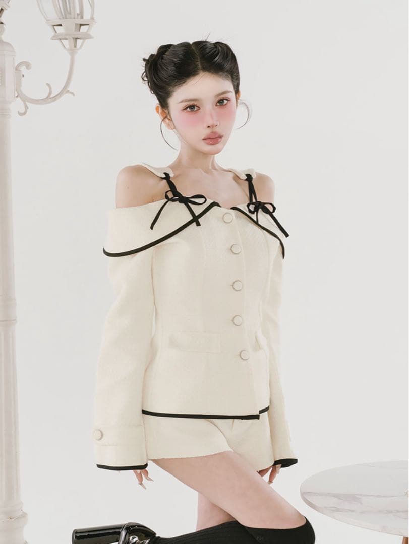 ダーリッチ ボンディングツイードオフショルチュニック