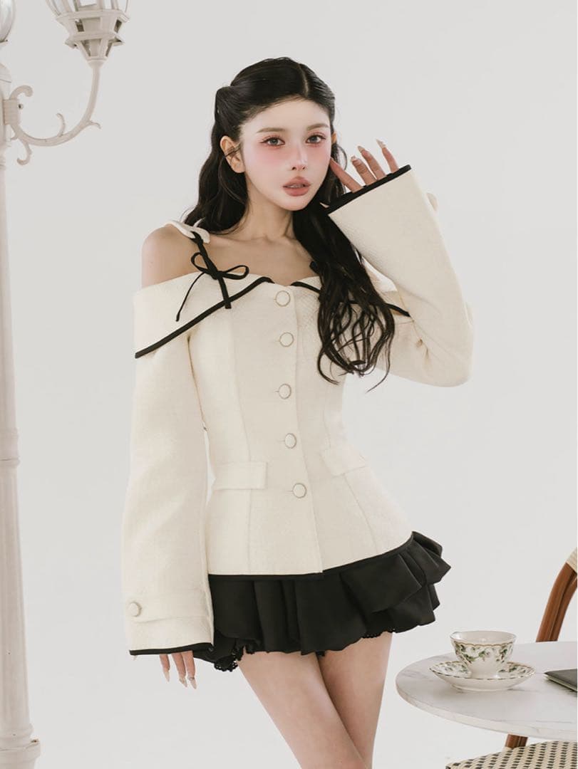 ダーリッチ ボンディングツイードオフショルチュニック