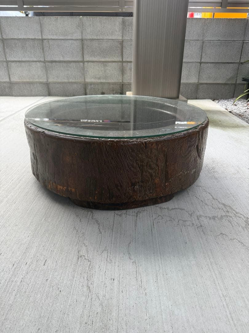 火鉢ガラステーブル　ビンテージ