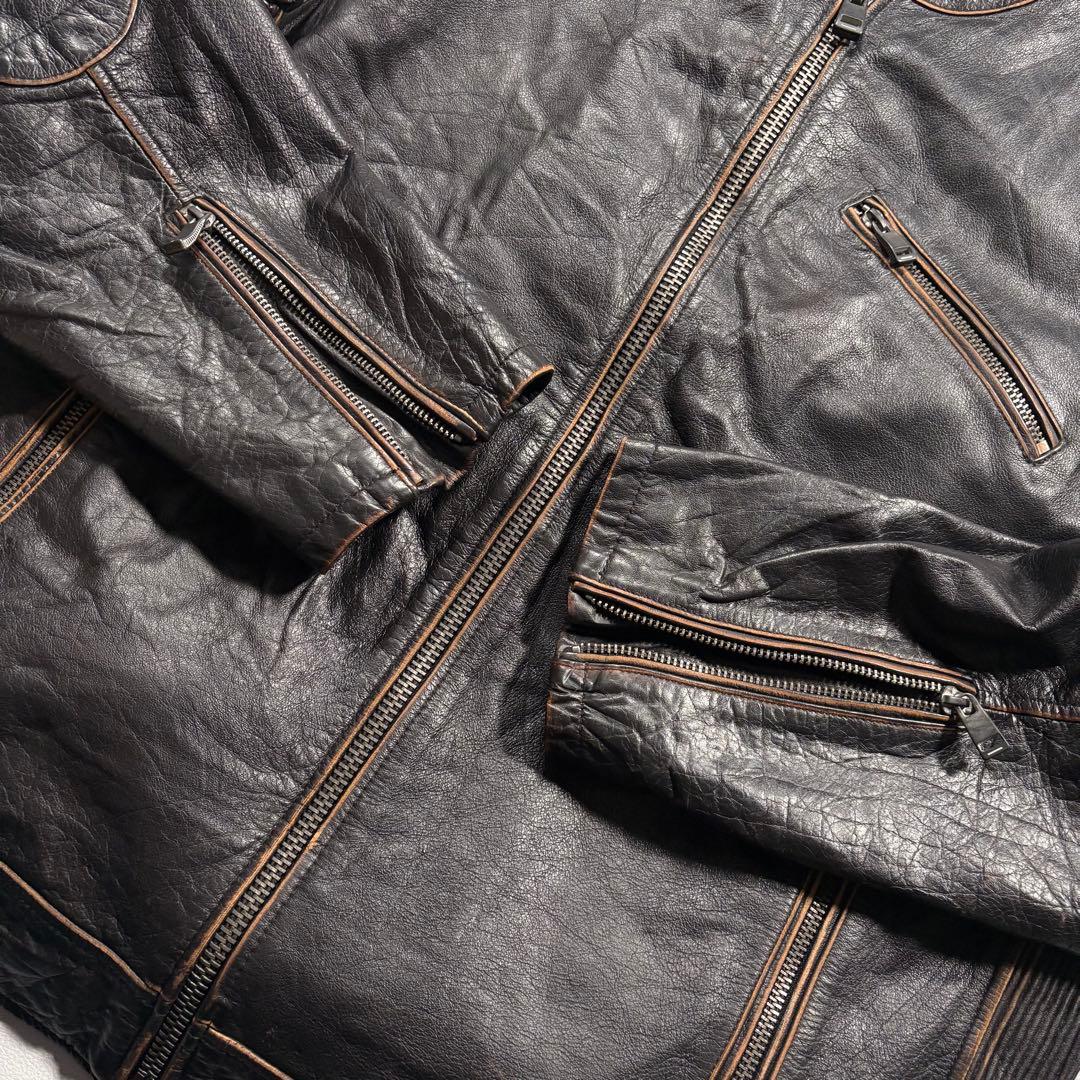 XXL ウィルソンレザー キルティング レザージャケット ライダース 本革 黒