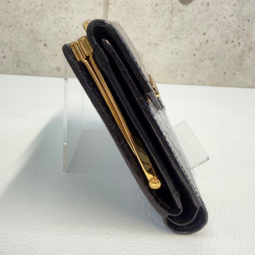 ま*ん様 Yves Saint Laurent 二つ折り財布 クロコ型押しレザー