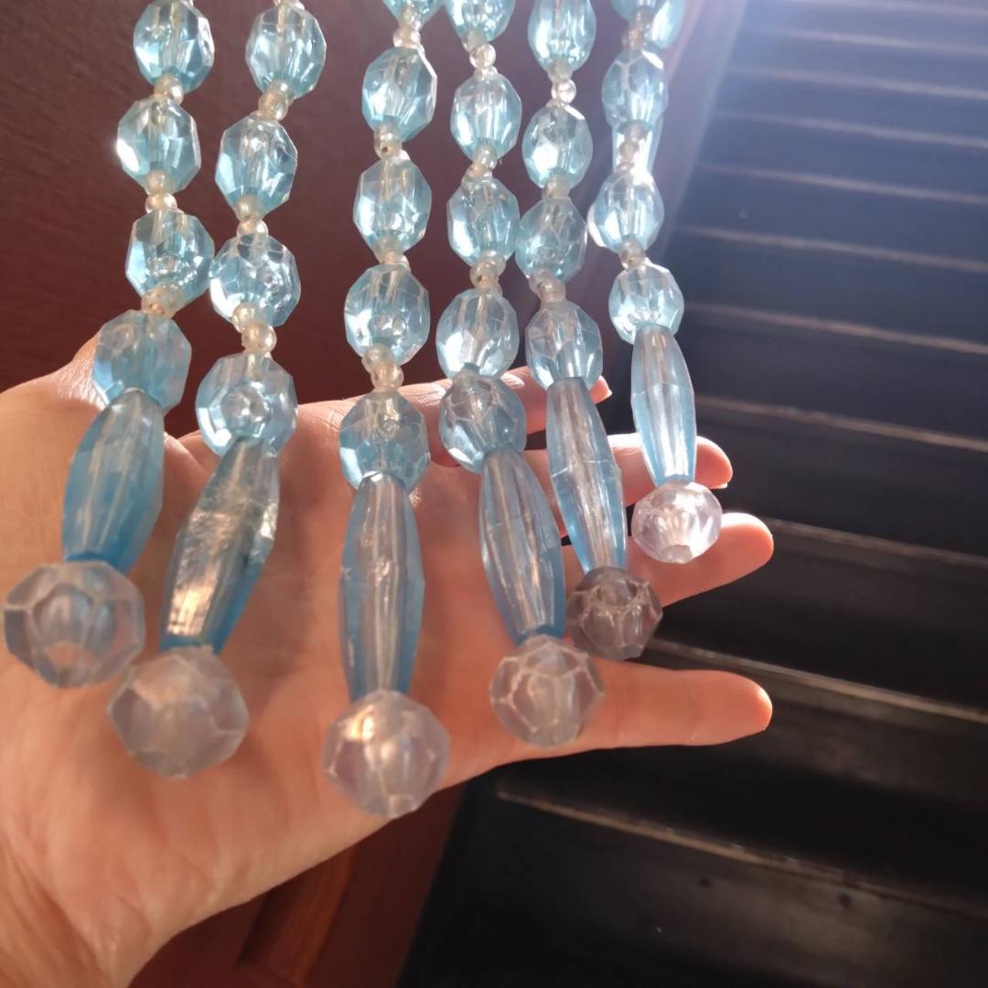 昭和レトロ　ビーズのれん　水色