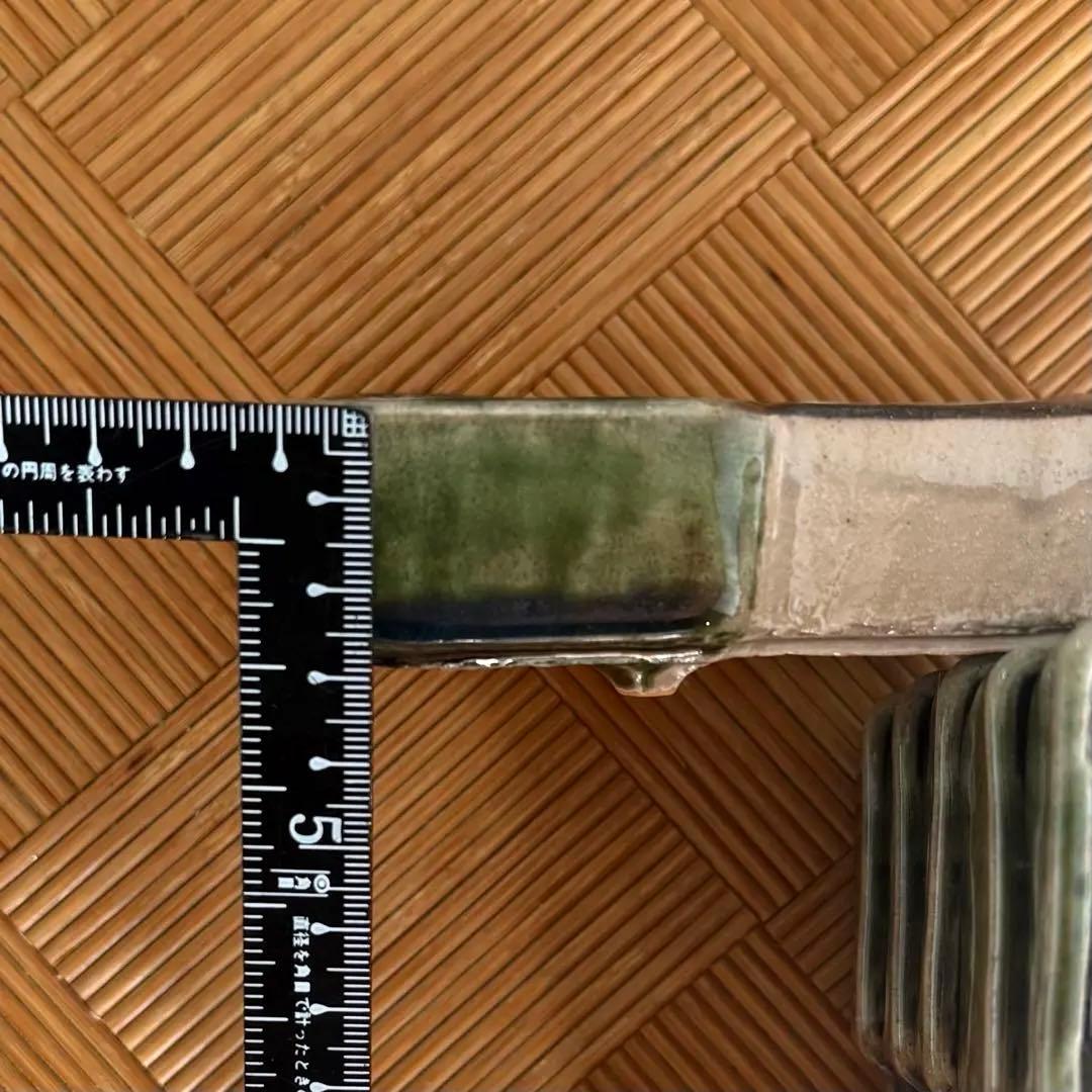 SNT1395 織部焼 伝統工芸品 脚付 変形角皿 向付け 12客 割烹 料亭