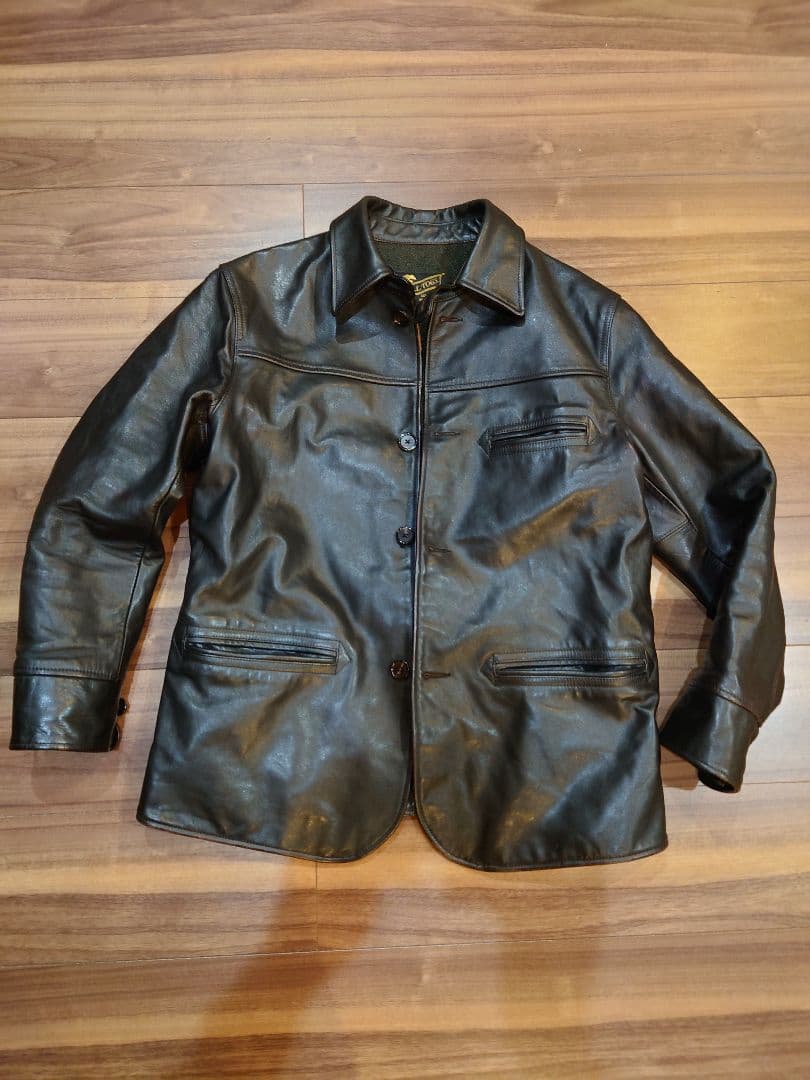 レザーカーコート　ホースハイド　茶芯　XL