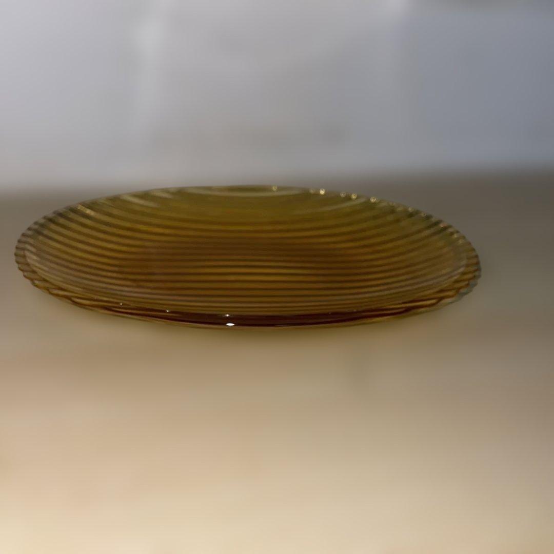 MR-370A アンバー　オーバル皿　ストライプ模様　 楕円皿　黄色　7枚