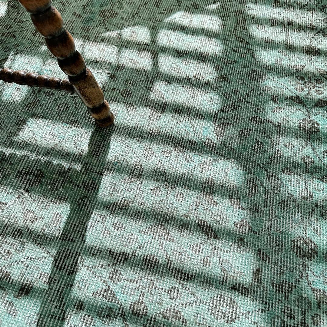 トルコヴィンテージラグ A78 ペールブルー ターコイズ オーバーダイラグ