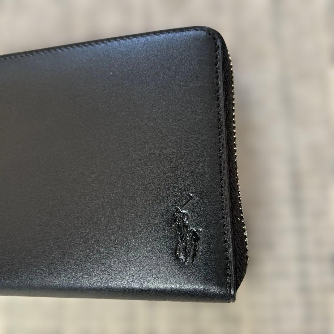 新品未使用ラルフローレン　ラウンドファスナー長財布　ブラックカーフレザー