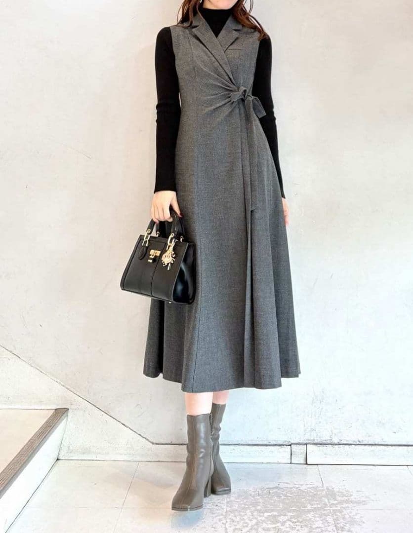 【2025AW今季新作】Sustainableサイドプリーツテーラードワンピース