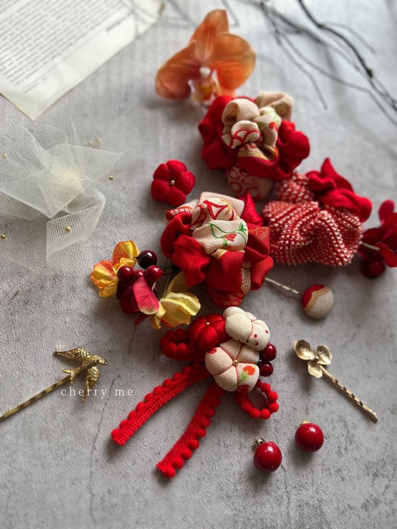 m*o様 七五三　七五三髪飾り　ヘッドドレス　着物髪飾り　リメイク髪飾り　061