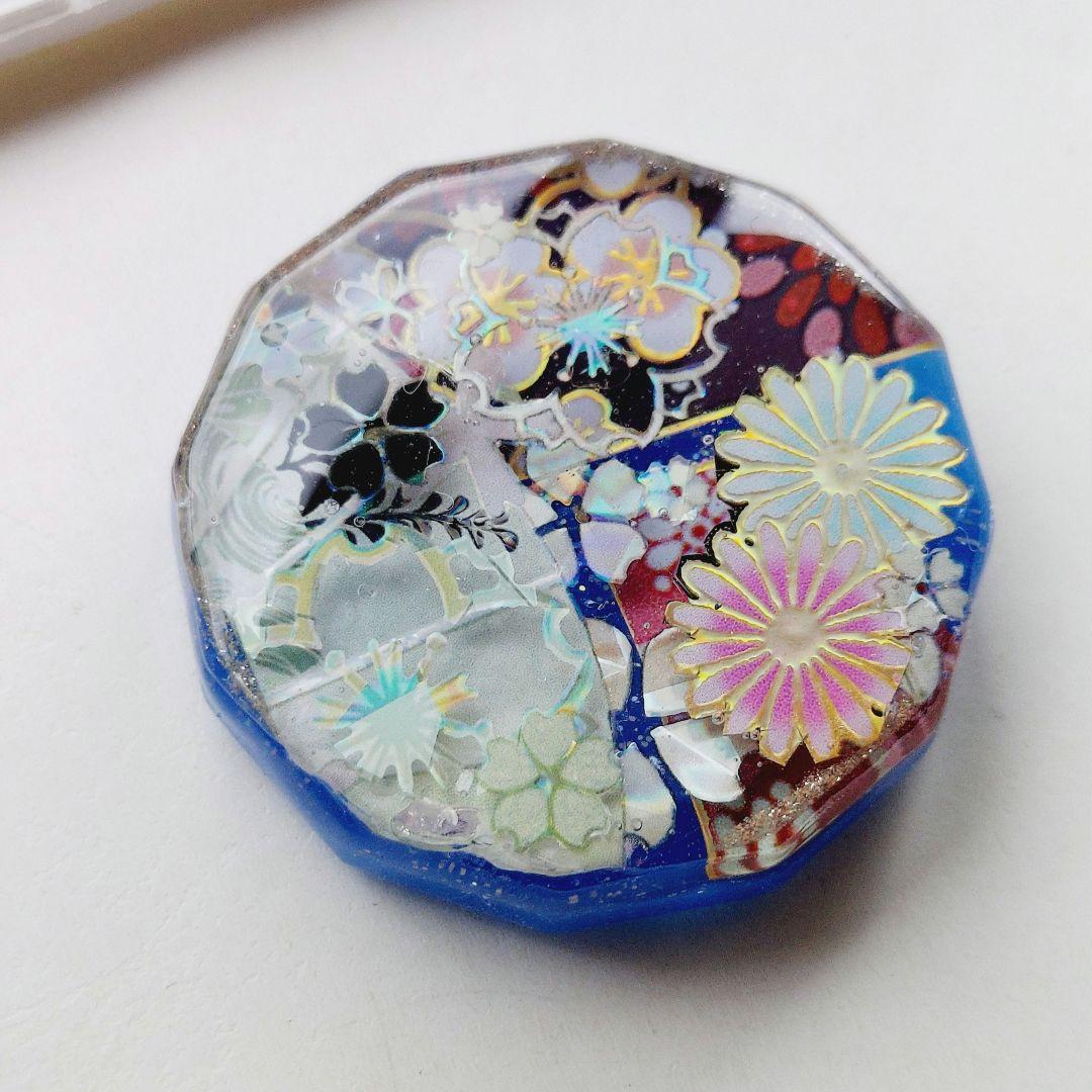 【1693】レジン　和柄　ヘアゴム　ポニーフック　ブロ―チ　ハンドメイド