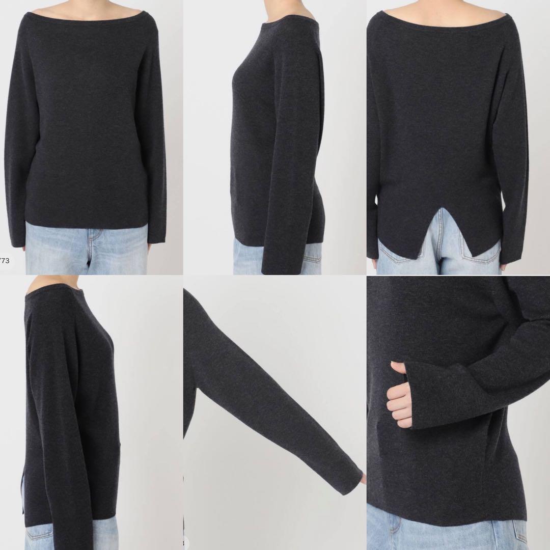 Plage 25AW Off shoulder slit ニット 3 グレー