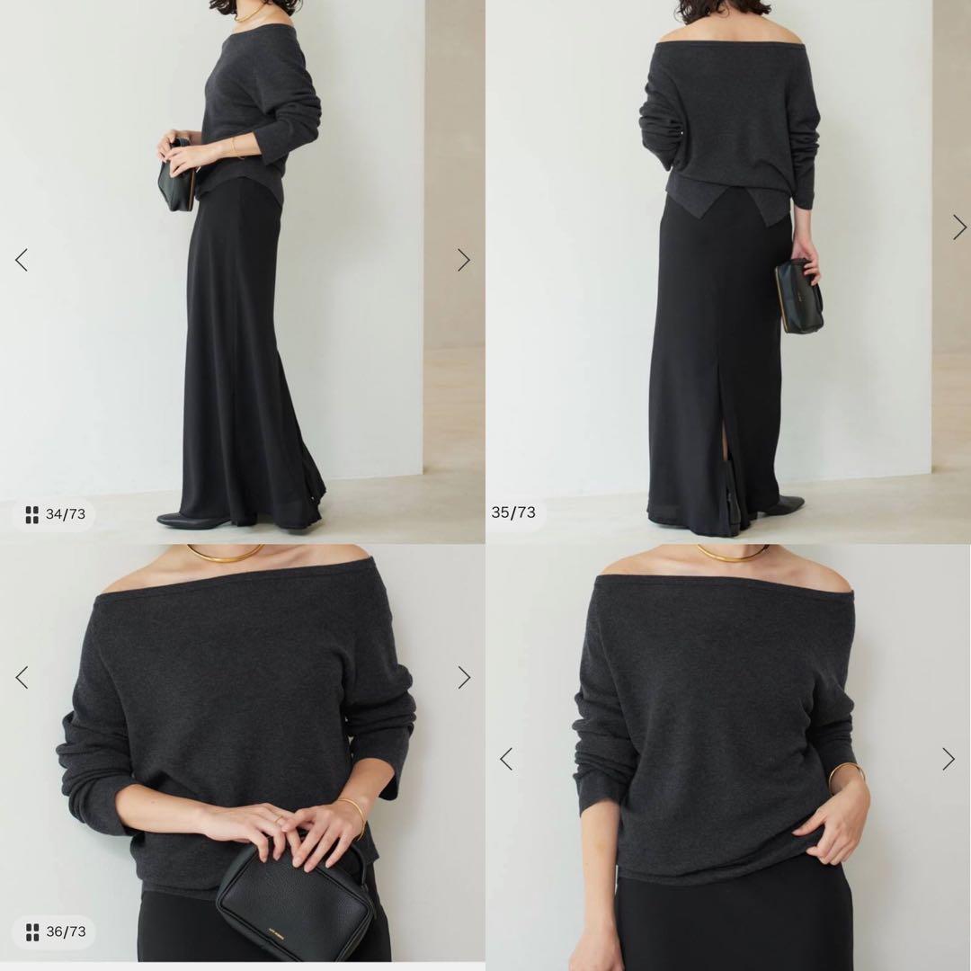 Plage 25AW Off shoulder slit ニット 3 グレー