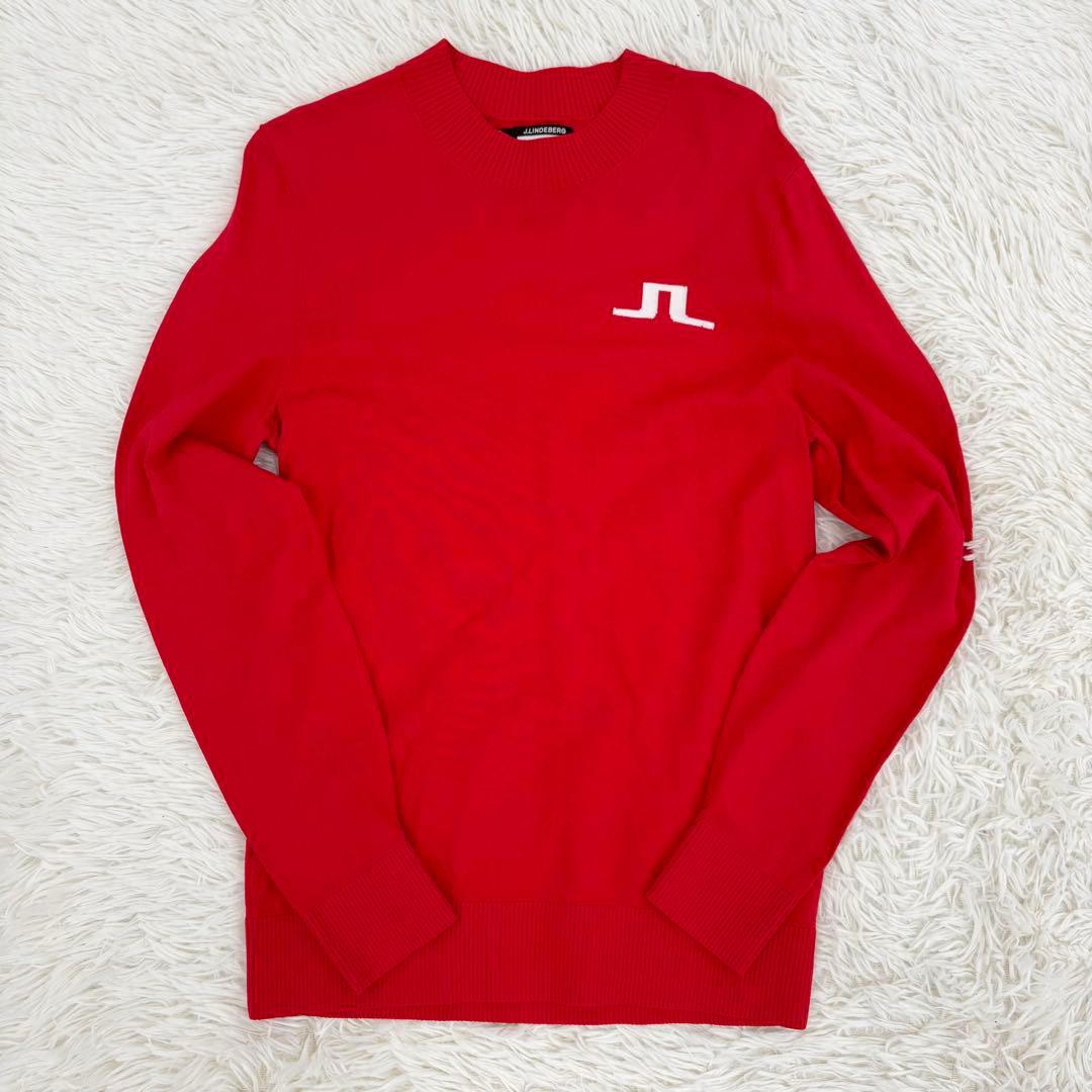 J.LINDEBERG クルーネックニット ゴルフウェア 長袖 S レッド