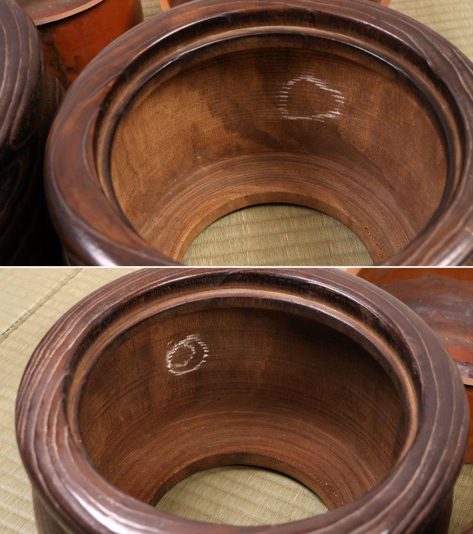 小菊蒔絵 桐火鉢 一対 幅29cm 草花 蝶 螺鈿 金蒔絵 古民具【MB104】