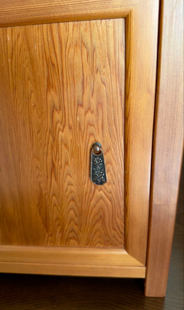 屋久杉　ミニチェスト　キャビネット引き出し付き 収納棚 左開き