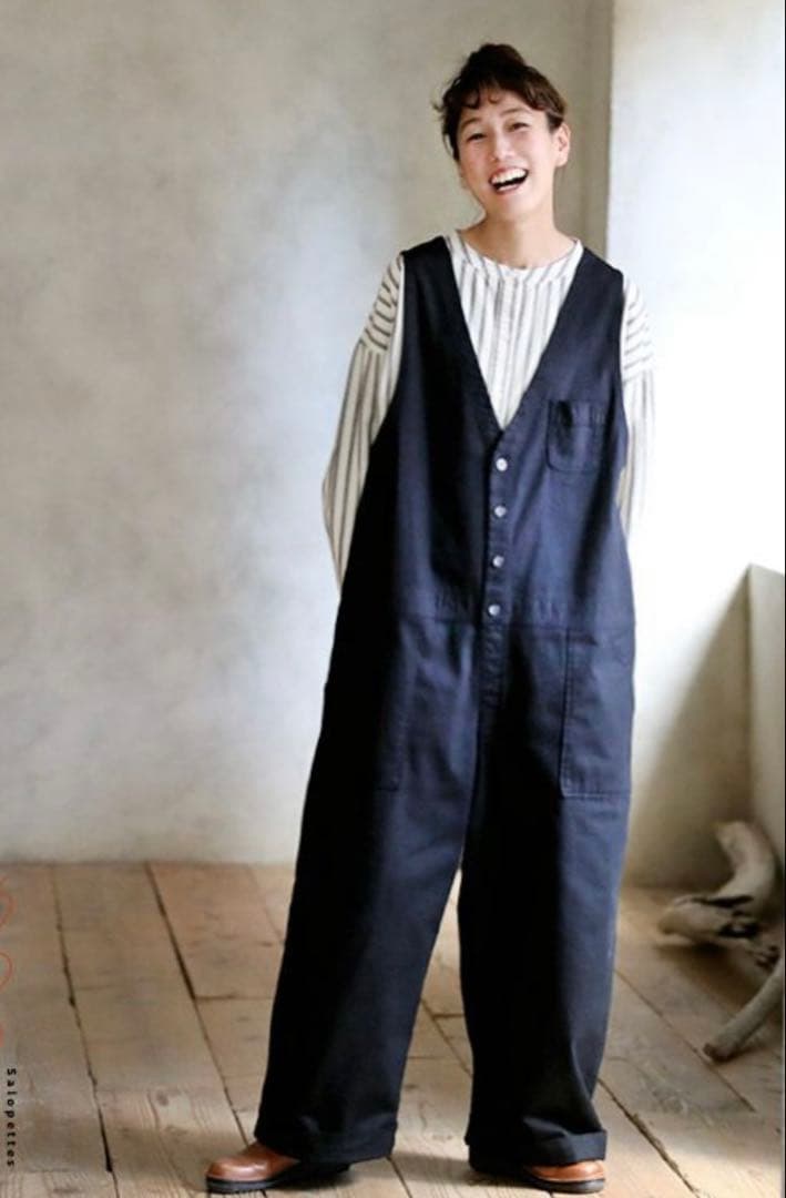 soulberry ゆったりボタン付きサロペット