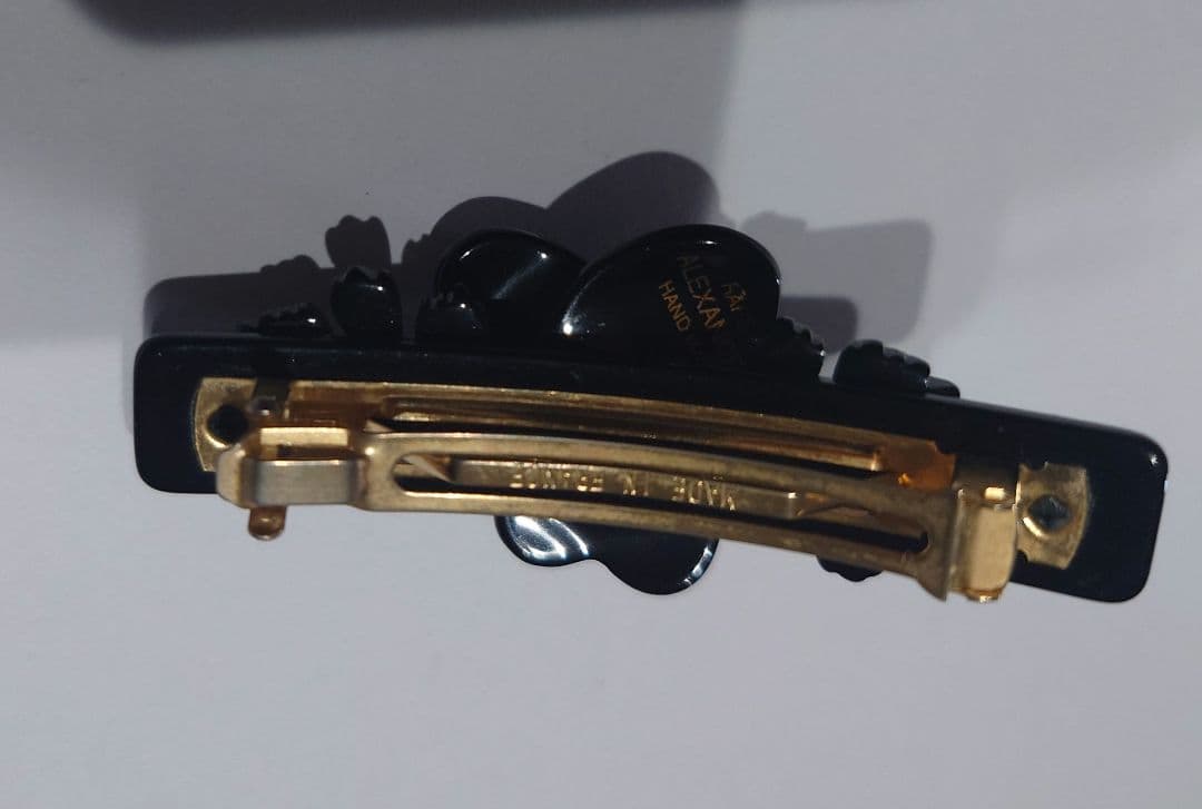 アレクサンドルドゥパリ リボン ラインストーン バレッタ ブラック