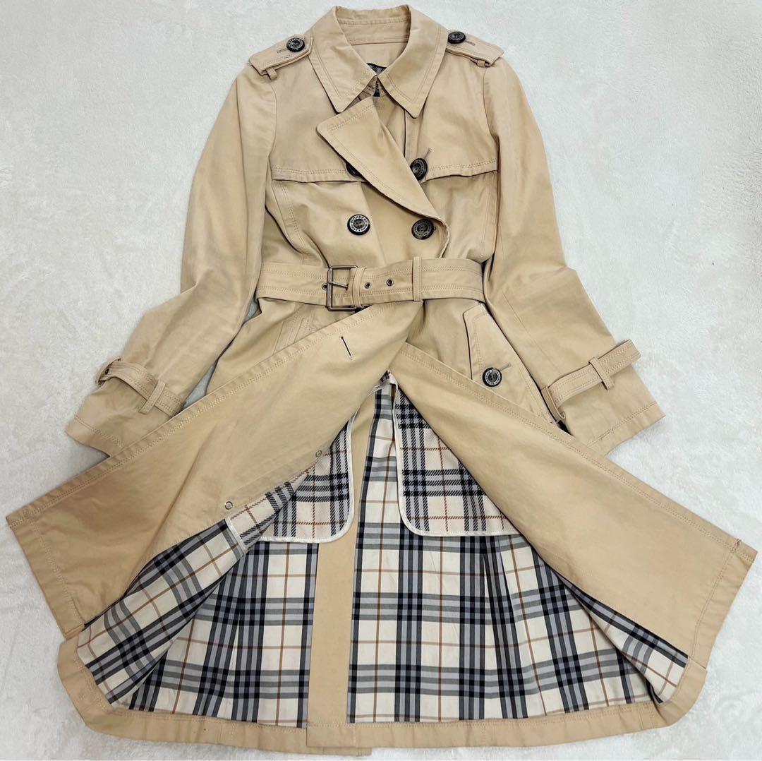 バーバリーブルーレーベル トレンチコート ライナー ノバチェック ベージュ　36