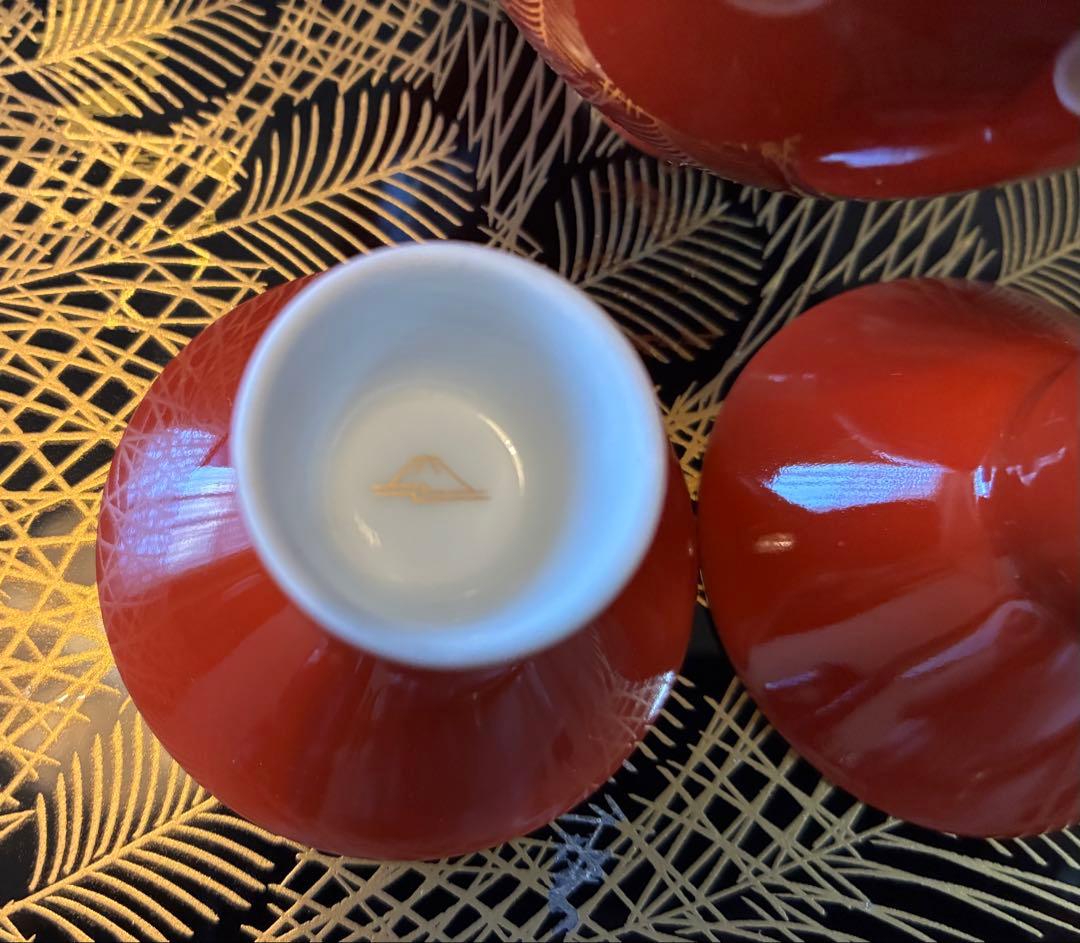 【希少】深川製磁　酒器セット　朱　金　日本酒　箱あり　廃盤