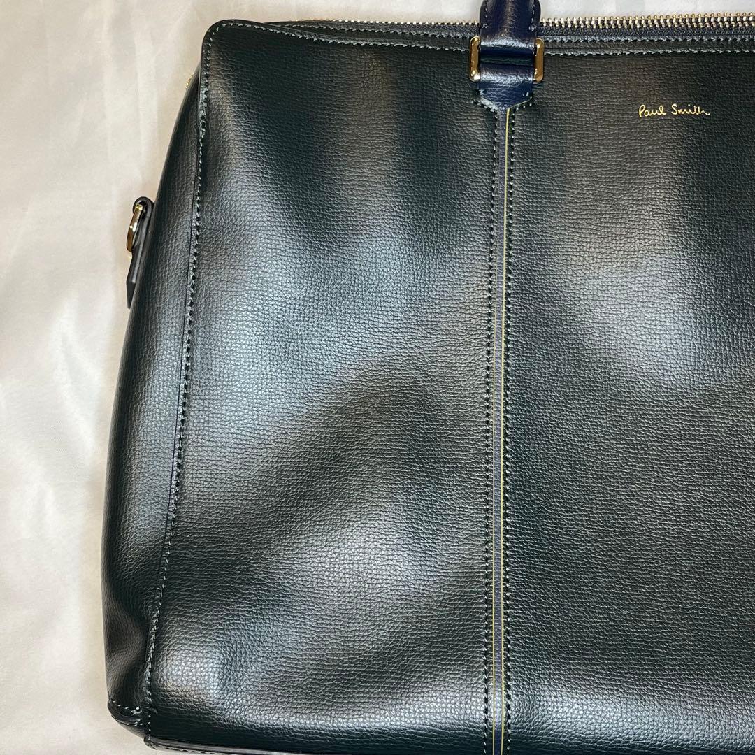 ポールスミス トートバッグ レザー 肩掛け B4 緑紺