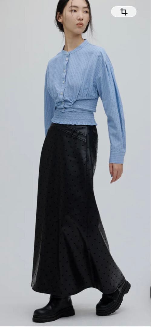 アメリ　DOT FLOCKY LEATHER SKIRT